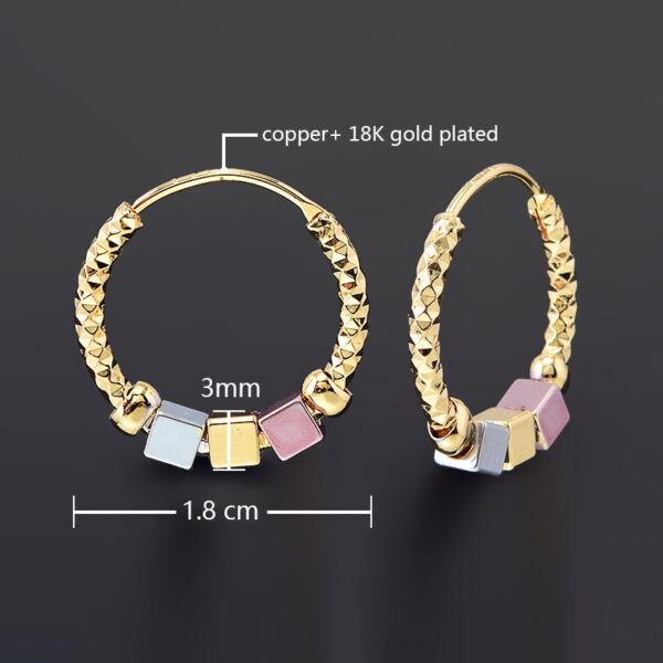 Hollow Rosette Earrings With Gold Contrast Hoops - Image 2