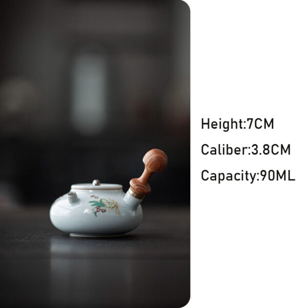 Walnut Handle Of Antique Ceramic Side Handle Pot - Image 6