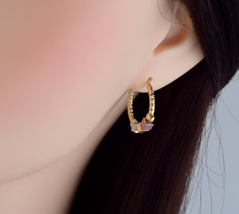 Hollow Rosette Earrings With Gold Contrast Hoops