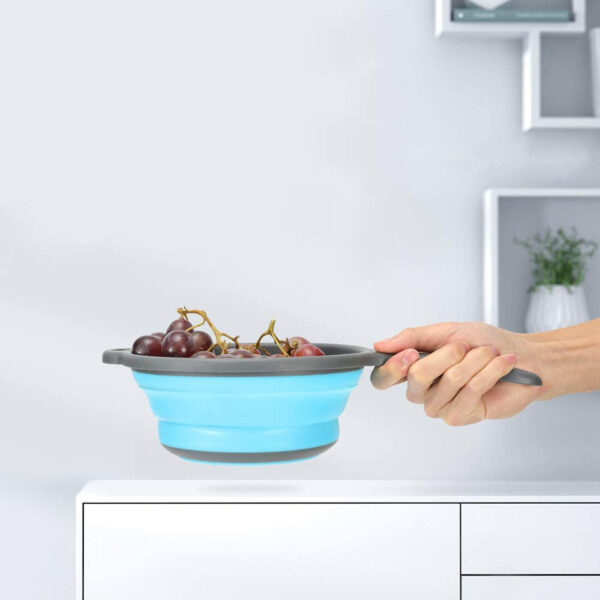 Foldable Silicone Colander Fruit Vegetable Washing Drain Basket Strainer Kitchen Collapsible Silicone Colander Baskets - Image 4