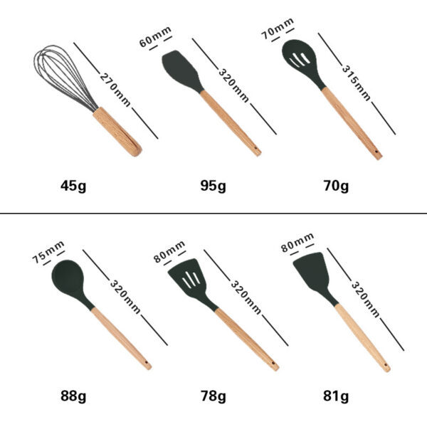 Wooden Handle Silicone Cooking Utensils Set - Image 3