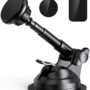 Creative 360 degree rotating suction cup telescopic magnet aluminum alloy car phone holder